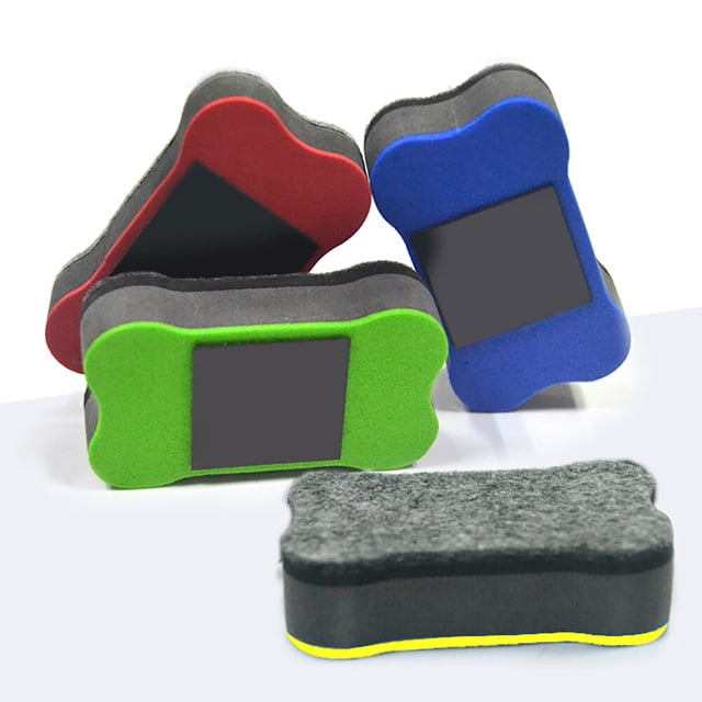 1 pieza cada de rojo/amarillo/azul/verde 4 piezas EVA magnético pequeño hueso borrador de pizarra con fieltro magnético borrador de pizarra pequeña