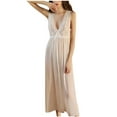 thumbnail image 2 of Fznquz Sexy Women Nightgown Sleepwear Lace Lounge Dress White Deep V Neck Soft Sleep Dress, 2 of 9