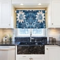 thumbnail image 5 of Yayeee Kitchen Curtains Tier Pair Light Filtering 27"x24" Rod Pocket Short Cafe Window Panel, Deep Blue Flower Pattern, 5 of 7