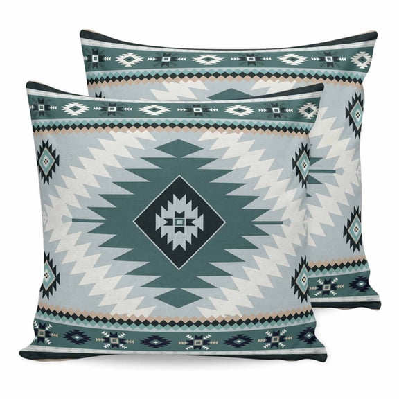26x26 Pillow Covers Set of 2, Teal Gray Boho Square Throw Pillow Covers for Couch/Sofa/Living Room, Southwestern Ethnic Abstract Geometric Decorative Soft Pillowcases for Couch Throw Pillows