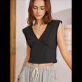thumbnail image 4 of Camisetas Sin Mangas para Mujer, Cuello en V Profundo, Espalda Plisada, Camisetas para Salir, Estilo Y2K, Ropa de Calle. Negro XL, 4 of 8