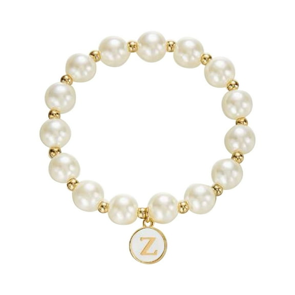 2025 Initial Pearl Bracelet Flower Girl Bracelet Proposal Gifts for Girls, Gold Pearl Bracelets with Letter A-Z Personalized Name Jewelry Birthday Christmas Wedding Party Gift for Her