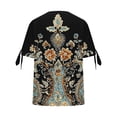 thumbnail image 6 of Going out Tops for Women V Neck Button Floral Printed Tie Shoulder Short Sleeve Blouses Summer Casual Shirts (M, Black), 6 of 7
