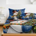 thumbnail image 6 of Cal.King Size Fitted Sheet Set - Blue Christmas 3 Piece Bedding Sets 16" Deep Pocket Fitted Sheet with 2 Pillowcases, Xmas Snowman Tree Snowflake Love Heart Brushed Microfiber Hotel Luxury Bed Sheets, 6 of 9