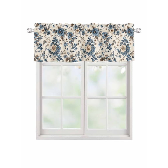 Valances for Windows Vintage Floral Rod Pocket Cafe Window Treatments Valance Curtains for Kitchen Bathroom Laundry Basement Windows 42"x18"