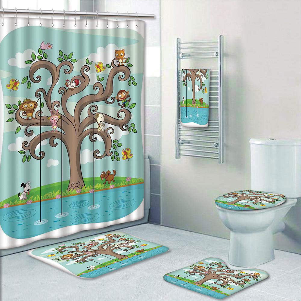 Details about   Animal Shower Curtain Japanese Snow Monkey Bathroom Set Toilet Ornament 12Hooks 