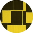 thumbnail image 1 of Ahgly Company Machine Washable Indoor Round Abstract Yellow Contemporary Area Rugs, 4' Round, 1 of 4