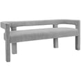 thumbnail image 3 of 5 Piece Boulce Upholstered Dining Chairs and Bench Set in Gray, 3 of 10