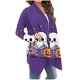 thumbnail image 6 of Purple Womens Happy Vacation Halloween Jackets Outerwear for Women Skeleton Graphic Loose Fit Long Cardigan Winter Fall Jacket 2025 Clothing Trendy S, 6 of 6