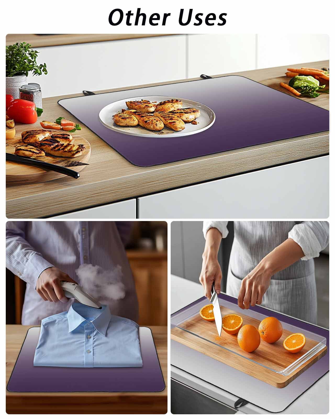 Stove Top Covers for Electric Stove, Grey Purple, Glass Stovetop Cover Protector, Gradient Ombre Modern Abstract Color Art Induction Cooktop Protector Oven Mat for Kitchen Countertop 24"x21"