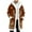 Brown, variant on Mens Santa Coat Casual Christmas Cardigan Unisex Open Front Hooded No Zip Cozy Winter Printed Edge Warm Comfort Outerwear