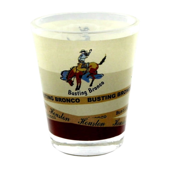 Houston Texas Busting Bronco Shot Glass ctm