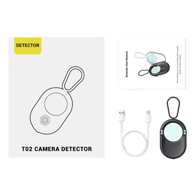 Injueey Detector de cámara ABS T02 equipado con correa de silicona para seguridad y protección de privacidad Electrónica negro