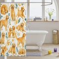 thumbnail image 3 of Manfei Watercolor Golden Dog Shower Curtain 72Wx84L, Leaf Foliage Bathroom Shower Curtain, Cream Khaki, 3 of 5