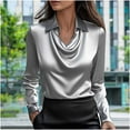 thumbnail image 2 of Uaswgudfs Womens Tops Casual Elegance Long Sleeve Smooth Silky Fabric Cowl Neckline, Relaxed Drape Fit Comfortable Everyday Wear & Versatile Styling, 2 of 7