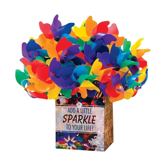 In the Breeze 2864-PACKS — Rainbow Poly Petal Pinwheel Spinners, 8-Inch Diameter, 40 Pieces — Colorful Wind Spinners — Hand-Held Fun or Outdoor and Party Decor