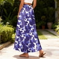thumbnail image 5 of LWavelet Women Abstract Camo Print Maxi Skirt Elastic Waist With Pockets Casual Long Skirt Dark Purple S, 5 of 5