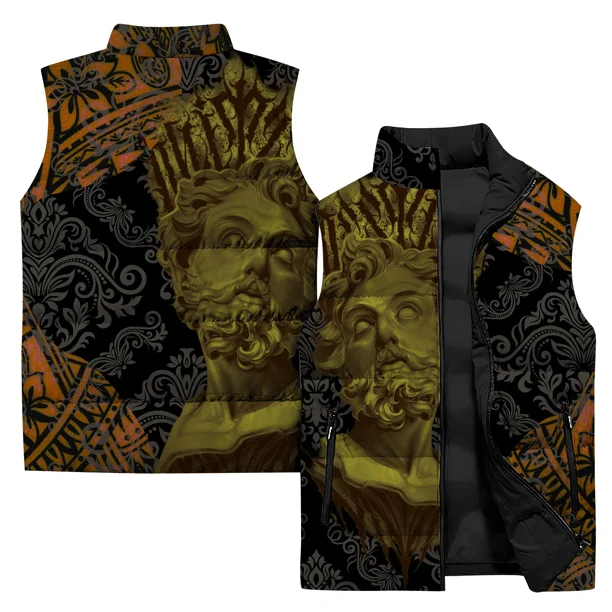 Chaleco de trabajo con estampado artístico de moda para hombre, ropa informal y cálida para hombre, chaquetas de invierno para hombre, chaleco cómodo y versátil resistente al viento frío