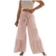 thumbnail image 1 of Pantalones largos de pierna ancha con volantes de Color sólido con correas de cordón de cintura alta informales a la moda para mujer Fridja alkflakhf35204, 1 of 5