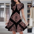 thumbnail image 2 of Pink Black Geometric Pattern Design Women's Classic Swing Skater Dress Casual Work Party Cocktail Dresses, 2 of 6