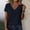 Navy, variant on Women's Casual Short Sleeve V Neck Top Loose Fit Ruched Bust Detail Solid Color Summer Blouse Purple