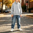 thumbnail image 2 of KAUOD Boys Fleece Quarter Zip Jacket Oversized Stand Collar Pullover Sweatshirts Kids Fall Solid Casual Long Sleeve Preppy Clothes, 2 of 7