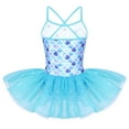 thumbnail image 2 of Sholeno Girls Shiny Fishs Cales Printed Leotard Dress Ballet Dance Dress Mermaid Princess Costume Blue Fish Scales 5, 2 of 7