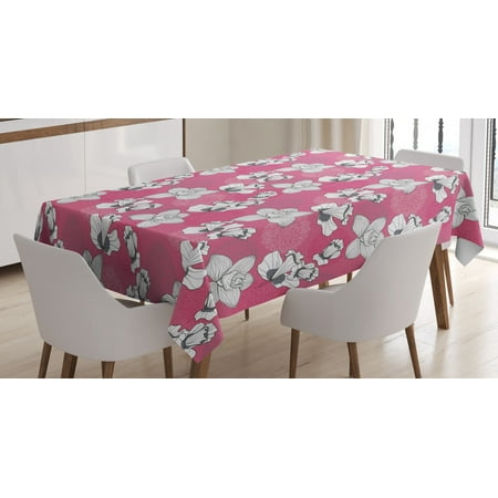 

Garden Art Tablecloth Sketch Petals Background with Pastel Tones Monochrome Flower Motifs Rectangular Table Cover for Dining Room Kitchen 52 X 70 Inches Pink Grey and White by Ambesonne