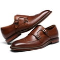 thumbnail image 4 of Santimon Men Dress Shoes Wingtip Casual Monk Shoes for Wedding Prom Party Formal Occasions Brown US 13, 4 of 6