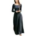 thumbnail image 1 of Vestido vintage de mujer con mangas trompeta y escote corazón: estilo gótico, tallas grandes, largo, tejido de poliéster, 1 of 5