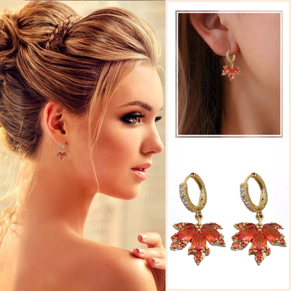 YYKihy Red Maple Earrings Thanksgiving Earrings For Women Fall Maple Earrings Statement Stud Earrings For