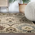 thumbnail image 5 of 8' Square Ivory Gray And Olive Square Floral Stain Resistant Area Rug, 5 of 5