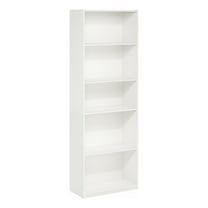 Pemberly Row 5-Tier Bookcase in Bookshelf with Adjustable Shelves in White