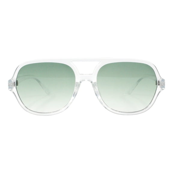 Unisex Retro Fashion Sunglasses Flat Top Racer Aviator Translucent Clear, Green