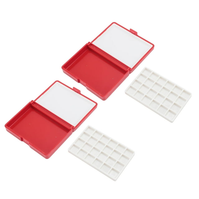 Caja de acuarela portátil de 2 piezas, desmontable, fácil de limpiar, compacta, mini paleta de acuarela para artistas principiantes, caja roja, 24 cuadrículas