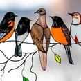 thumbnail image 2 of Multicolor Birds on a Wire High Stained Glass, New Suncatcher Bird for Window Series Window Hangings Large Panel Ornaments ​Pendant Home Decoration Gifts for Bird Lover (7 Birds), 2 of 7