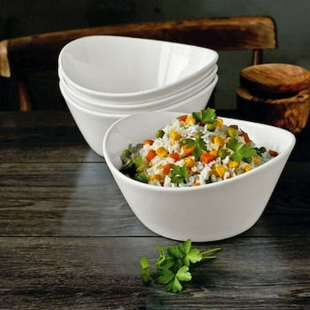 White Porcelain Bowl - Over and Back - Sides: 4 pc. Porcelain Bowl Set