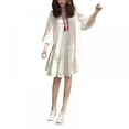 thumbnail image 2 of Robe de Maternité Ample à Franges, Longueur Genou, Décontractée, Col en V, Évasée, Manches Longues, Robe pour Femmes en Coton et Lin, 2 of 9