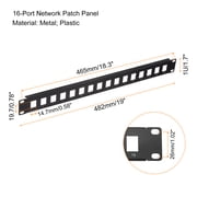 Patch Panel, 1U 19 Key Stone Blank Network 16-Port Patch Panel