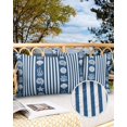 thumbnail image 2 of Pack of 2 Outdoor Pillow Covers, Summer Starfish Seashell Coral Navy Blue and White Striped Waterproof Square Throw Pillowcase Cushion Decorative Pillow Covers for Couch Patio Tent, 20x12 in, 2 of 6