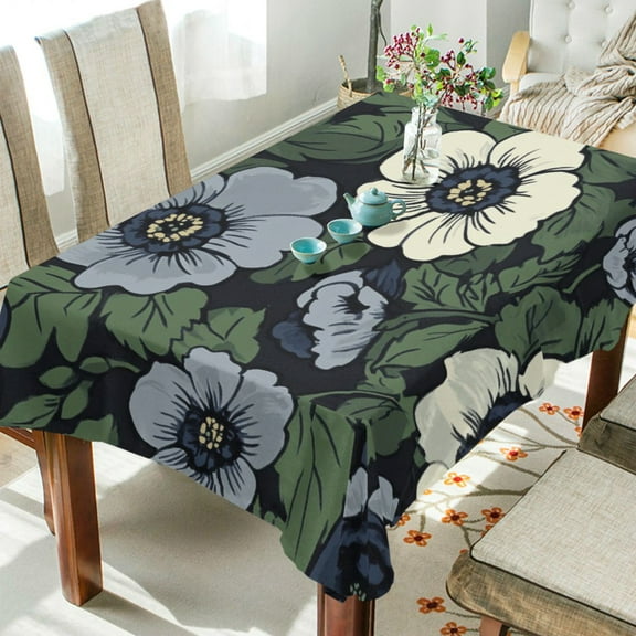 Yayeee Tablecloths 54" x 54" Rectangle Wrinkle Resistant Party Table Cover, Dark Floral