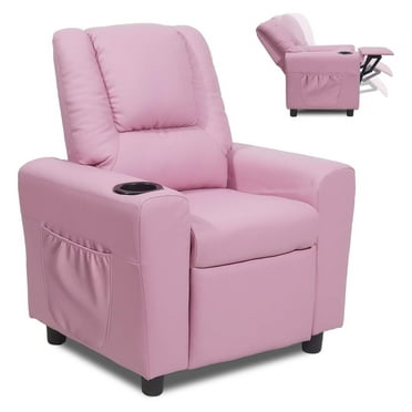 Killeryuki Kids Recliner Chairs for Toddlers, Toddler Recliners for Kids Age 2-4 with Cup Holder and Side Pocket, Leather Lounge Chair for Girls Boys Baby Bedroom,