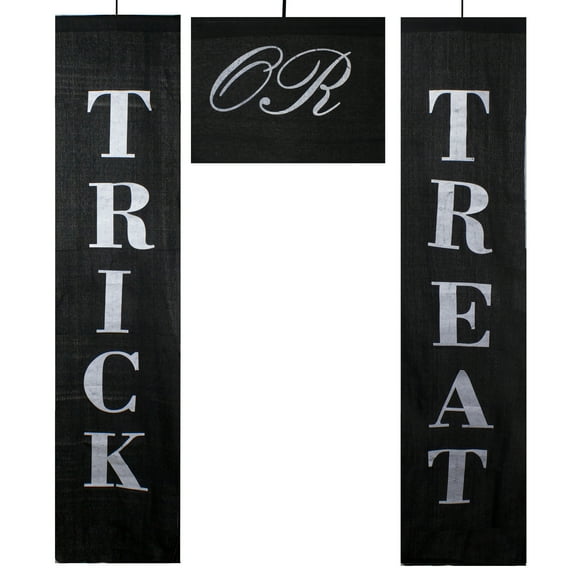 Northlight Trick or Treat Outdoor Halloween Banners - 19.25" - Black and White - Set of 3