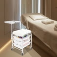 thumbnail image 2 of White Iron Nail Tools Cart 31x38x44cm Movable Storage Rack With Roller Seat, 2 of 10