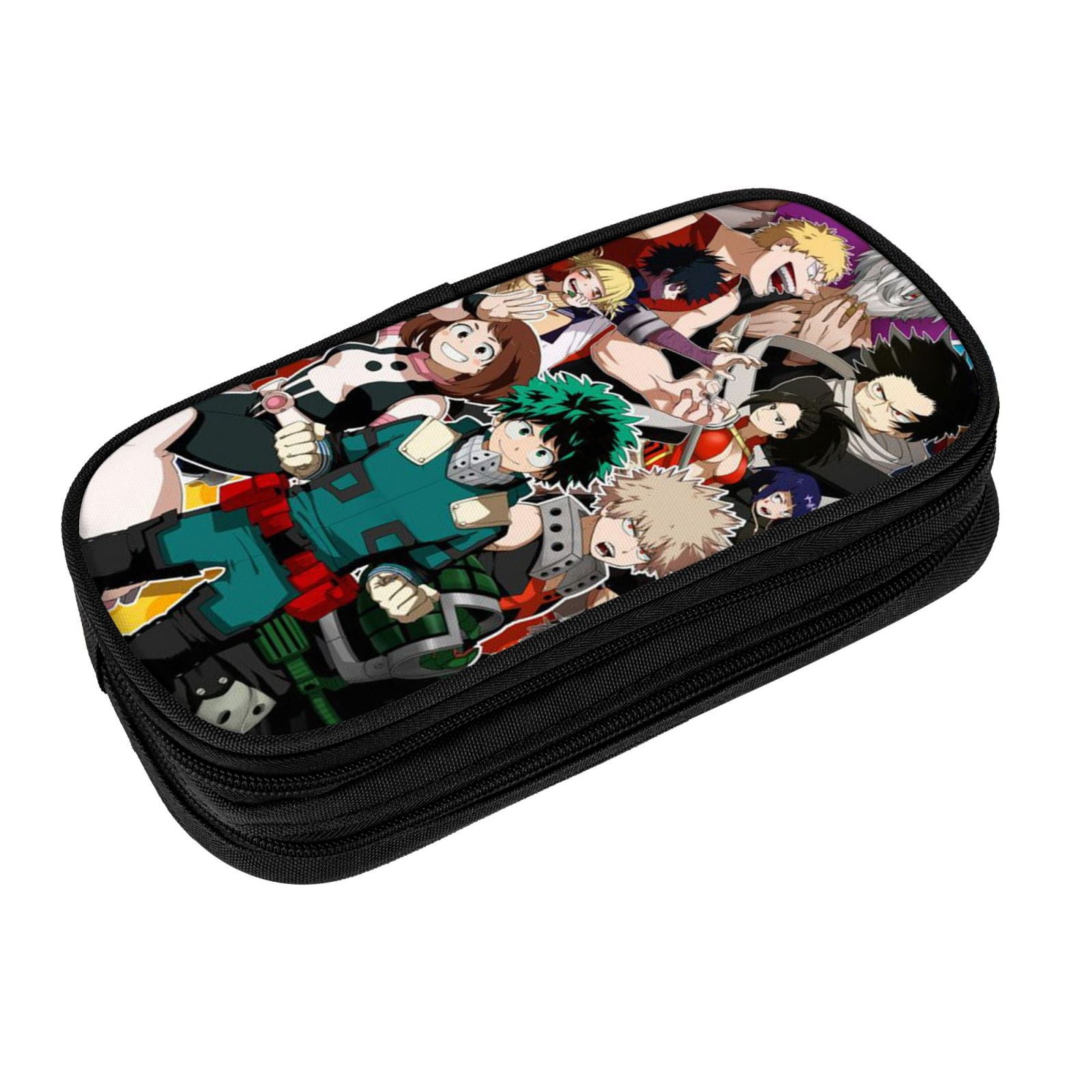 My Hero Academia Pencil Case Large Capacity Pencil Pouch Pen Bag Office Stationery Organizer Travel Makeup Bag Black