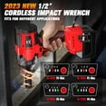 thumbnail image 3 of 1/2 inch Cordless Impact Wrench for Milwaukee 18V Battery with LED Light, 600FT-LBS (810N.m) Brushless Electric Impact Gun, 3 of 7