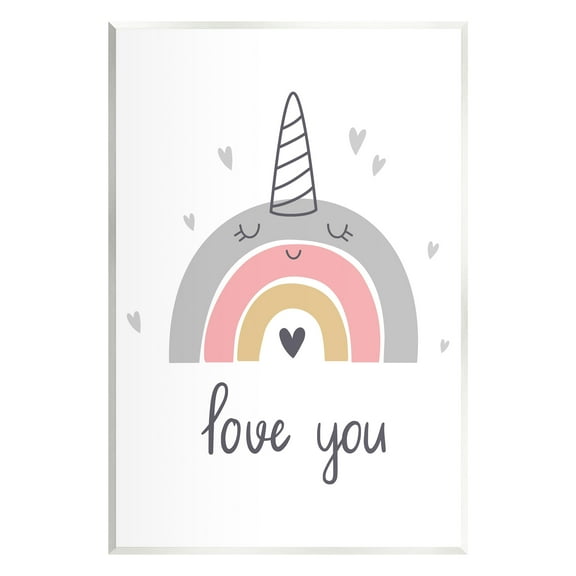 Stupell Industries Love You Unicorn Rainbow Fairy Tales & Fantasy Painting Unframed Art Print Wall Art, 10 x 15