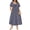 5880-Navy Blue Floral, variant on Plus Size Dresses 2X Summer Midi Womens Sun Dresses Navy Blue Floral Boho Beach Short Sleeve V Neck Loose Fit Spring Party Dresses with Pocket 2XL 18W 20W