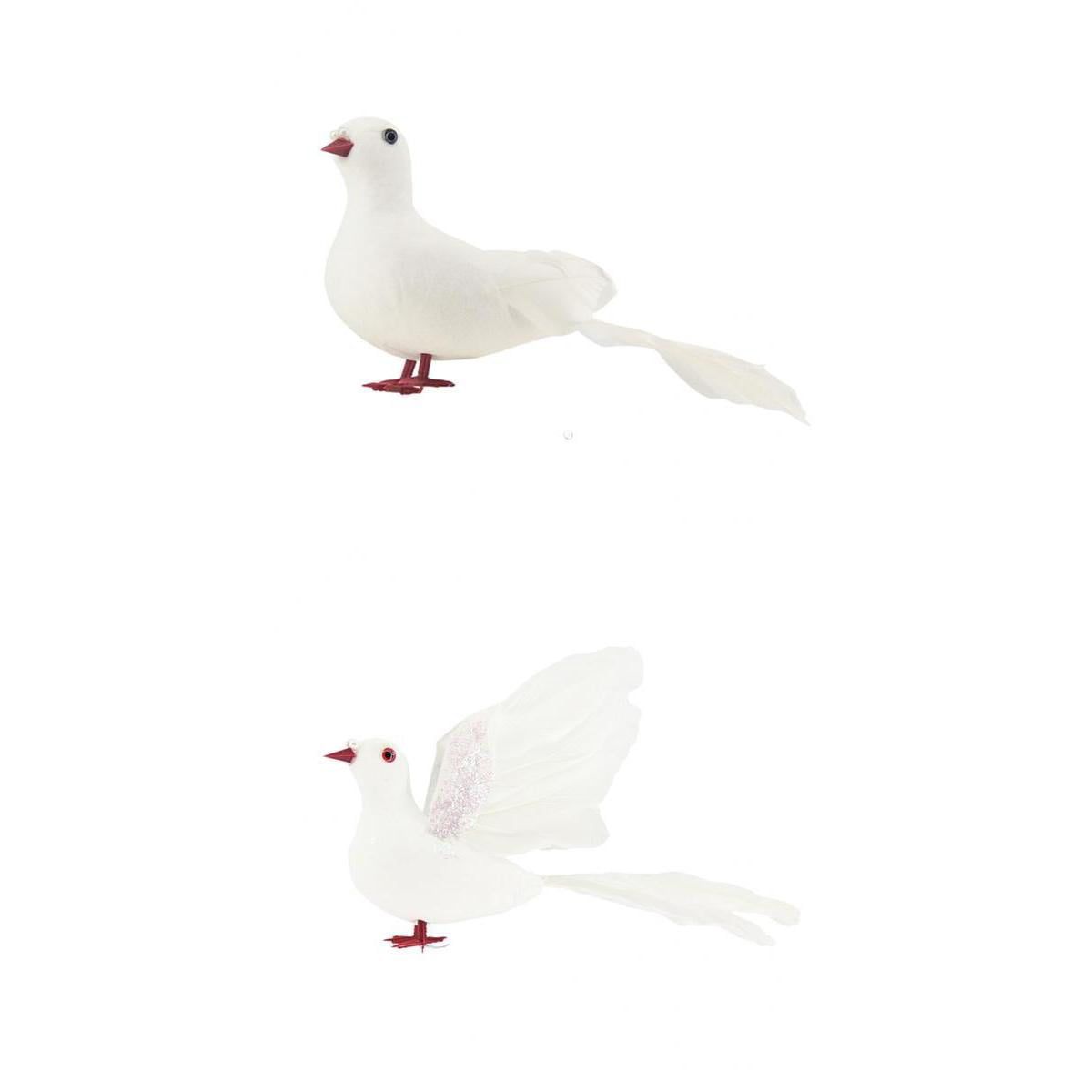 New Lifelike White Fur Standing Pigeon Animal Model Toy Props Home Ornament 