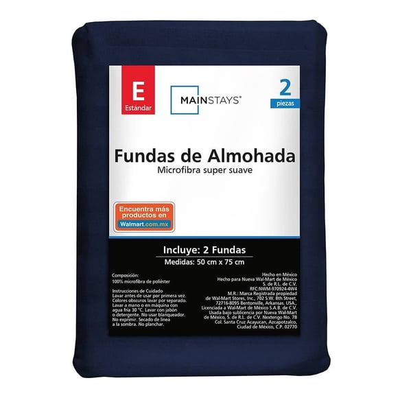 Fundas de Almohada Mainstays Estándar Liso Marino